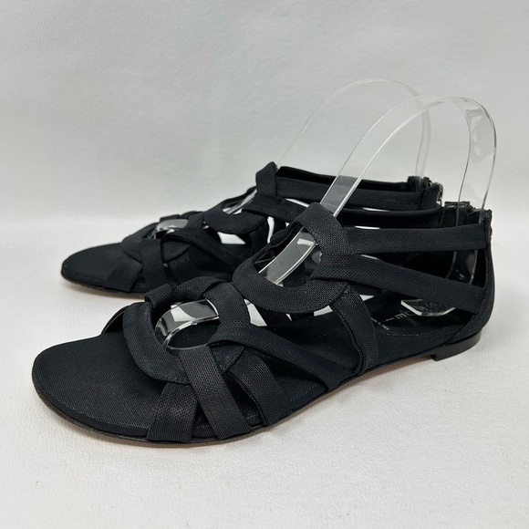 Casadei Black Strappy Open toe flats, Women’s Size 7.5 - Picture 1 of 13
